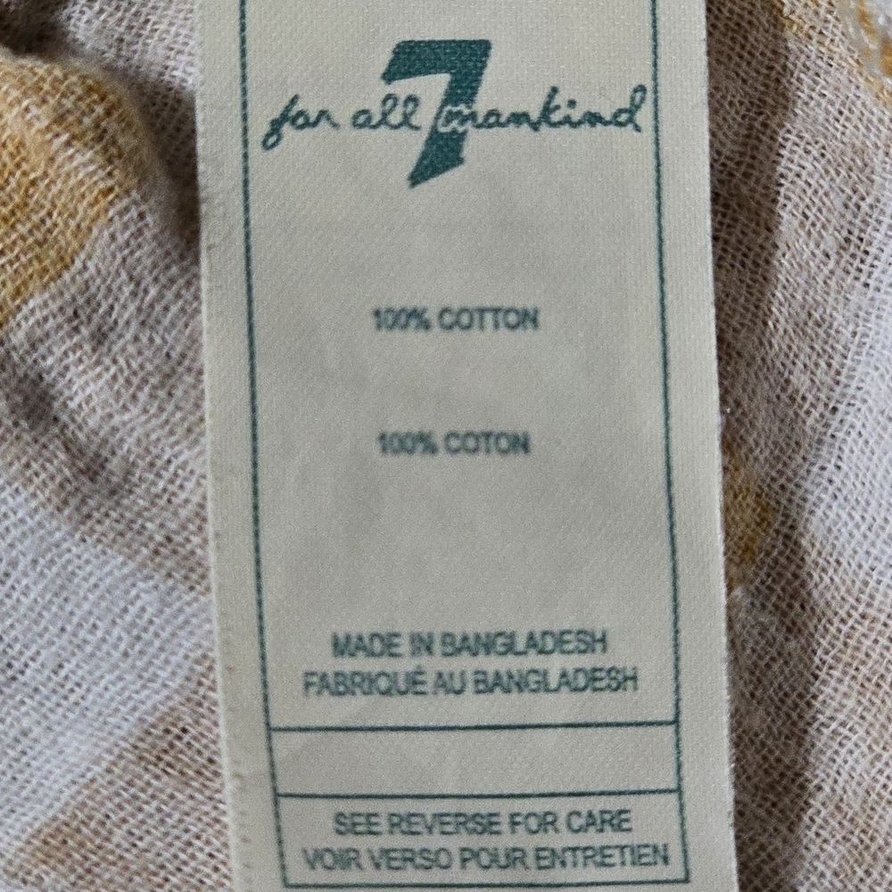 7 For All Mankind Kids Checkered Blouse Gingham Tan and White Size 24 Months - Picture 5 of 6